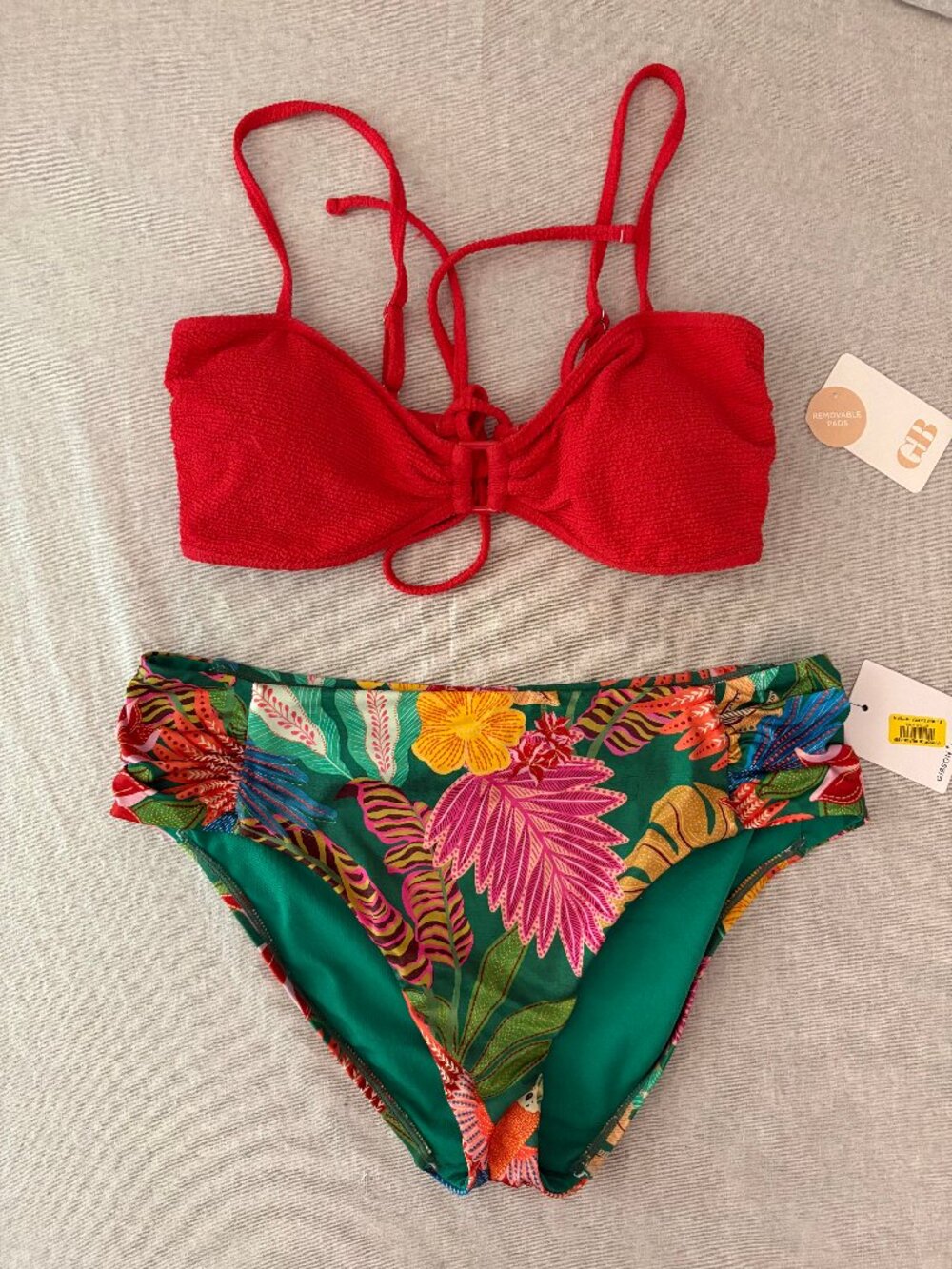 NWT Gibson x Latimer Tropical Bikini Set Red Floral Size L/XL